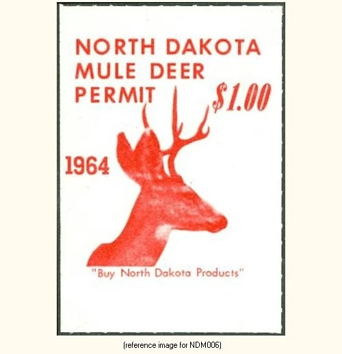 D2K North Dakota Mule Deer Stamp 1964 $1.00 no serial# - Image 1 of 1