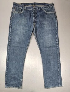 Jeans Levis 501 uomo 42x32 bottoni mosca lavaggio medio Y2k blu denim casual - Foto 1 di 8