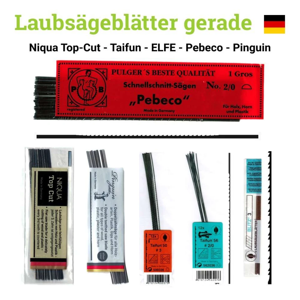 Laubsägeblätter Holz gerade Gegenzahn Top-Cut Taifun 50 ELFE 58 Niqua Pebeco - Bild 1 von 1