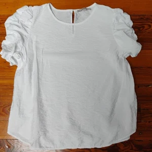 Ann Taylor LOFT Womens Blouse Top Size XL White Tunic - Picture 1 of 7