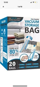 Paquete de 20 bolsas de almacenamiento al vacío, bolsas de ahorro de espacio (4 Jumbo/4 grandes/4 medianas/4 pequeñas/ - Imagen 1 de 8