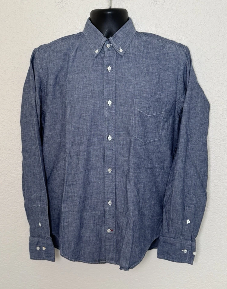 Gustin Selvedge Denim Button Down Shirt Mens XL Blue Career Smart Casual Preppy - Image 1 of 4