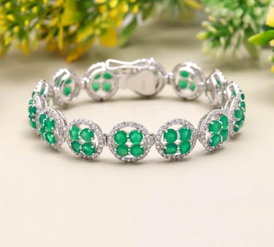 Elegante Pulsera de Ónix Verde y Circonitas Cúbicas Foto 1 de 4