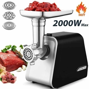 Elektrischer Fleischwolf mit Metall-Getriebe Wurstmaschine Wurstfüller 2000 Watt - Bild 1 von 11