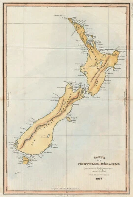 Antique Map "Carte de la Nouvelle-Zelande" (New Zealand) Dumont-D'Urville, 1835 - Image 1 of 4