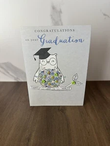 Second Nature Graduation Card with Embellished Owl – Handcrafted and Glittery - Picture 1 of 4