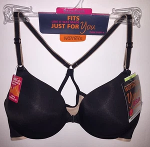 Warner's Bra Underwire Racerback Front Closure Your Bra Stretch Beige Black 1636 - Picture 1 of 96