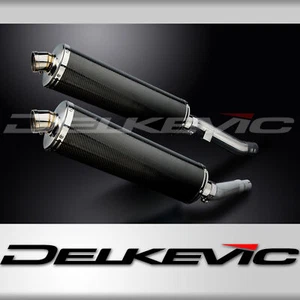 KAWASAKI ZZR400 ZZR600 1990-2009 450mm OVAL CARBON BSAU SILENCER EXHAUST KIT - Picture 1 of 4