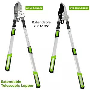 More details for telescopic ratchet anvil bypass loppers tree branch cutter pruner c50 blade