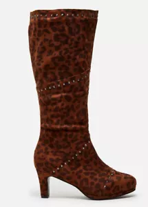 Botas Ashley Stewart Gamuza Tachonadas Ancho Ancho y Becerro Animal Marrones Talla 9W - Imagen 1 de 5