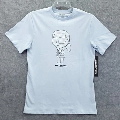 NUEVA Camiseta Karl Lagerfeld Paris Para Hombre Pequeña Azul Manga Corta Cuello Redondo Pullover Foto 1 de 4