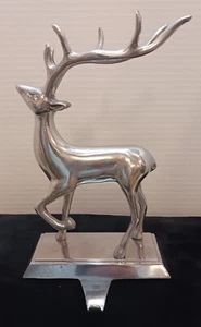 Silver Color Fireplace Mantle Stocking Holder Hook Reindeer Holiday - Picture 1 of 8