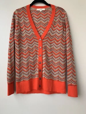 Loft S 开衫毛衣雪佛龙条纹橙色长袖 — 第 1/4 张图片