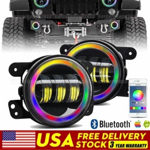2 luces antiniebla LED DOT 4" pulgadas 60W RGB con Halo DRL para Jeep Wrangler JK JKU 07-18 - Imagen 1 de 13
