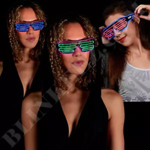 Occhiali LED luminosi illuminano paralumi lampeggianti rave festival festa neon EL WIRE - Foto 1 di 3