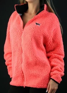 Victoria's Secret PINK Sherpa Fleece Full Zip Jacket Coat NWT - Picture 1 of 2