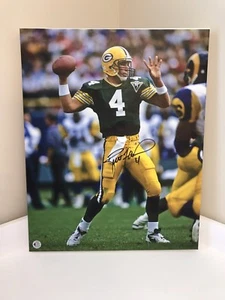Brett Favre firmato 16x20 tela montata Favre ologramma & COA Green Bay Packers - Foto 1 di 3