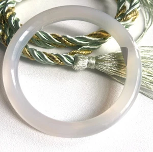 Certified Icy white chalcedony 52.8mm Natural A Jade Bangle Bracelet 3912 - Picture 1 of 4