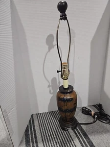 Vintage Keramik Palmenlampe goldfarben braun/schwarz Akzente ohne Schirm 24" hoch  - Bild 1 von 19