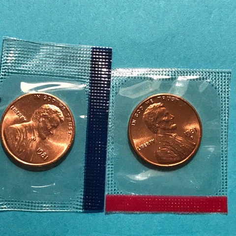 1981 P&D Lincoln Cents Unc in US Mint Cello   FREE SHIP Cover