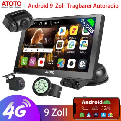 ATOTO 9" Android Portable Autoradio 4G+32G 4G-LTE ChatGPT GPS 1080P Frontkamera - Bild 1 von 4