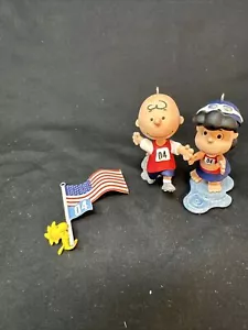 Lot 3 Vintage Charlie Brown Lucy Woodstock Racing Christmas Ornament Hallmark - Picture 1 of 11