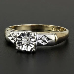 14k Two-Tone Gold Diamond Solitaire Engagement Ring by GEKO - Picture 1 of 8