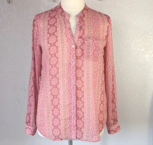 Kut from the Kloth XL Blouse Button Up Jasmine Roll Tab Sleeve Chiffon Pink - Picture 1 of 8