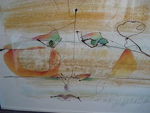 Orig 1976 GERRIT GREVE Künstler signiert Drip-Line Gemälde: Abstrakt Portrait Gesicht - Bild 1 von 8
