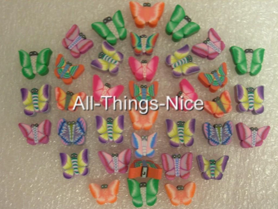 50 cuentas espaciadoras de arcilla Fimo de polímero de 10-15 mm mariposa hallazgos para hacer joyas Foto 1 de 1
