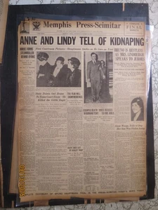 Aviation History Newspaper 251 ANNE AND LINDY TELL OF BABY KIDNAPING 1935 - Picture 1 of 1