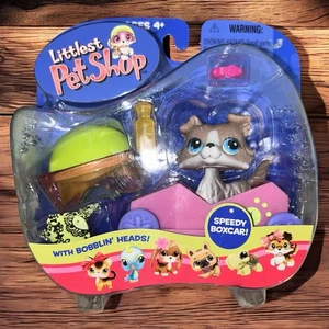 Nuovo Littlest Pet Shop 2005 cane collie grigio con box auto Speedy! LPS Hasbro - Foto 1 di 4