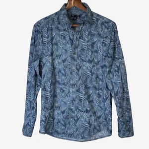 GAP Shirt Button Down Mens XS Classic Fit Tropical Print Long Sleeve Cotton Blue - Picture 1 of 9