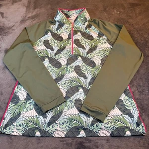 Fairway & Greene Damen Golf Pullover Tropical Leaf Print Pink Trim Damen Large - Bild 1 von 10