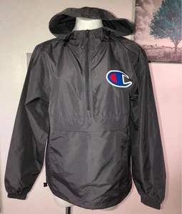 Champion Hooded 1/4 Zip Thin Windbreaker Jacket Size S Mens Excellent Condition - Picture 1 of 10