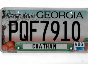 GEORGIA passenger 2016 license plate "PQF7910" ***CHATHAM*** - Picture 1 of 1