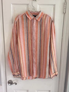 Club Room Freizeithemd Herren Gr. L LEINEN mehrfarbig gestreift Knopfleiste Oberteil - Bild 1 von 7