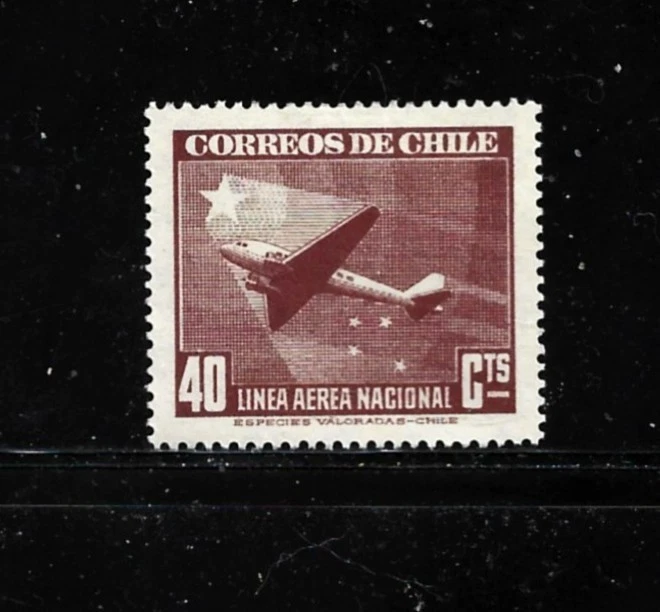 Sello de Chile - Scott # C57-40c - Como nuevo/VLH-OG-1941-42 - Correo aéreo Foto 1 de 1