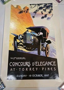 Vintage 1997 Concours d'Elegance 17th Annual Car Show POSTER Torrey Pines 20x30 - Picture 1 of 9