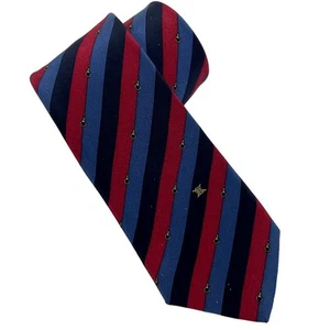 Celine Paris Luxury Designer Necktie Gold Red Blue Striped Logo Repp - Picture 1 of 6