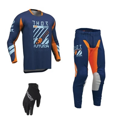 Thor MX Combo Hose Shirt Launchmode Futura blau orange Motocross Set Handsc - Bild 1 von 4