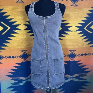 Vintage Y2K Hollister Denim Overallkleid mit Reißverschluss. Taschen. Boho. Größe S. - Bild 1 von 14