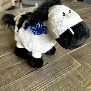 Animal Junction APPLAUSE Russ BERRIE Zebra Zeke PLUSH Black & White 8” - Picture 1 of 5