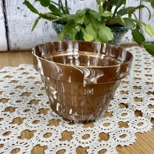 Vintage Kunststoff Blumentopf Kupfer braun weiß Qualität Zierleiste Co 60er Jahre - Bild 1 von 5
