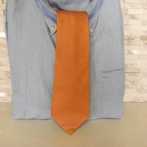 Herringbone Neck Tie Mens Orange Solid Silk Wedding Chevron Wide GEOFFREY BEENE - Picture 1 of 9