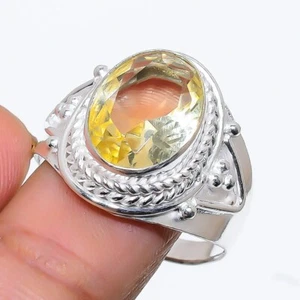 Lemon Quartz Gemstone Handmade 925 Sterling Silver Jewelry Ring Size 9.5 (US) - Picture 1 of 1