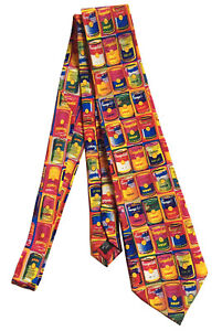 Canettes de soupe Acme Studio CAMPBELL vintage 100 % soie cravate multicolore vibrante