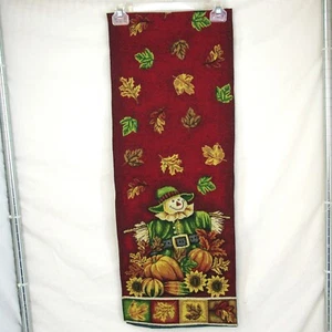 Fall Design Burgundy w/Scarecrow and Fall Leaves Table Runner with 6 Placemats - Picture 1 of 9
