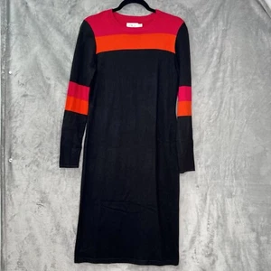 Eliza J Black Color block Red Orange Long Sleeve Sheath Style Sweater Dress Sz M - Picture 1 of 10