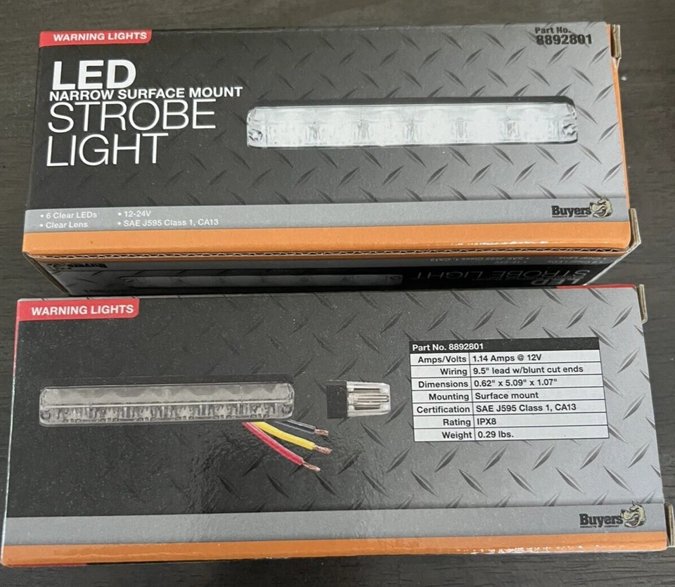 Buyers Products Narrow LED Strobe Lights  #8892801 Clear Lens Qty 2 - Image 1 of 1